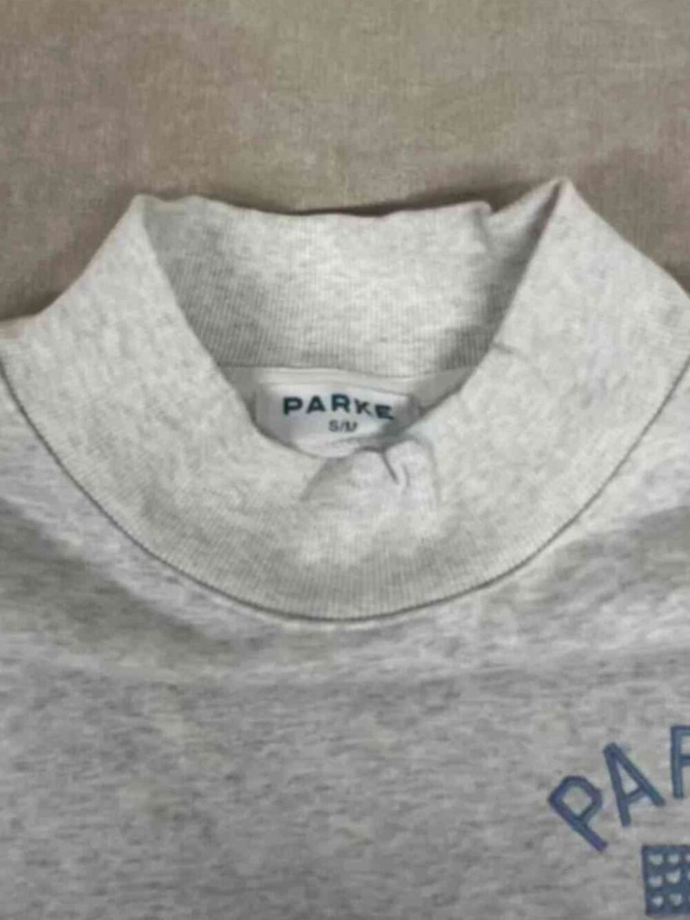 PARKE Mock Neck Sweatshirt Heather Gray Embroidered Logo 🇺🇸 - Picture 4 of 5